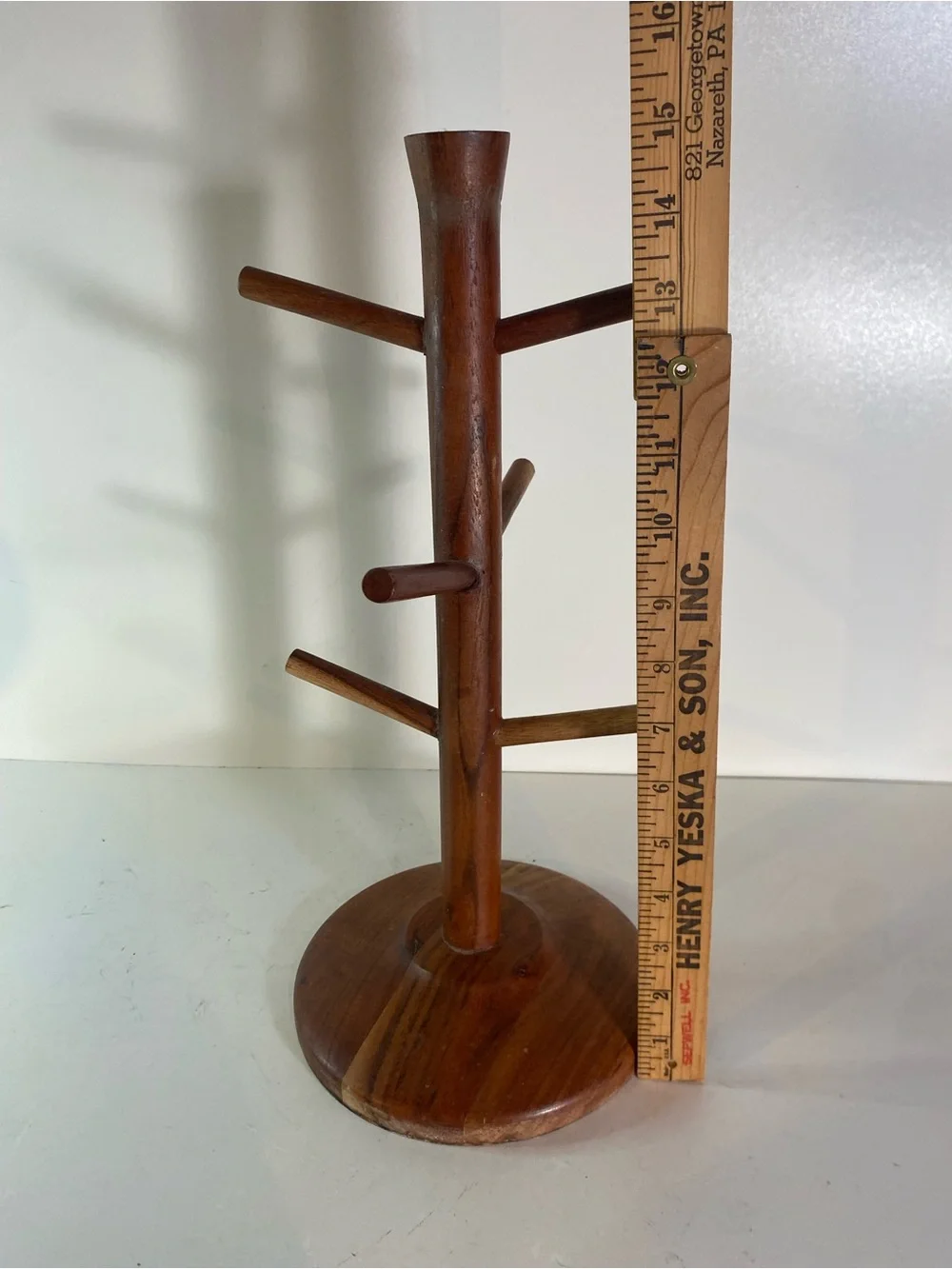 Hearth & Hand Magnolia Acacia Wooden 6 Mug Tree Rack Stand 15” Height